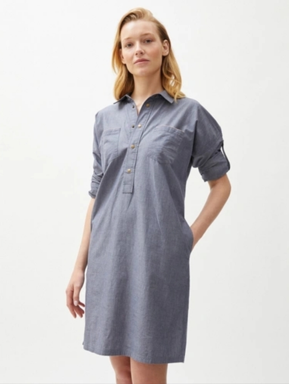 Billy‎ Reid Snap Front Dolman Dress In Blue